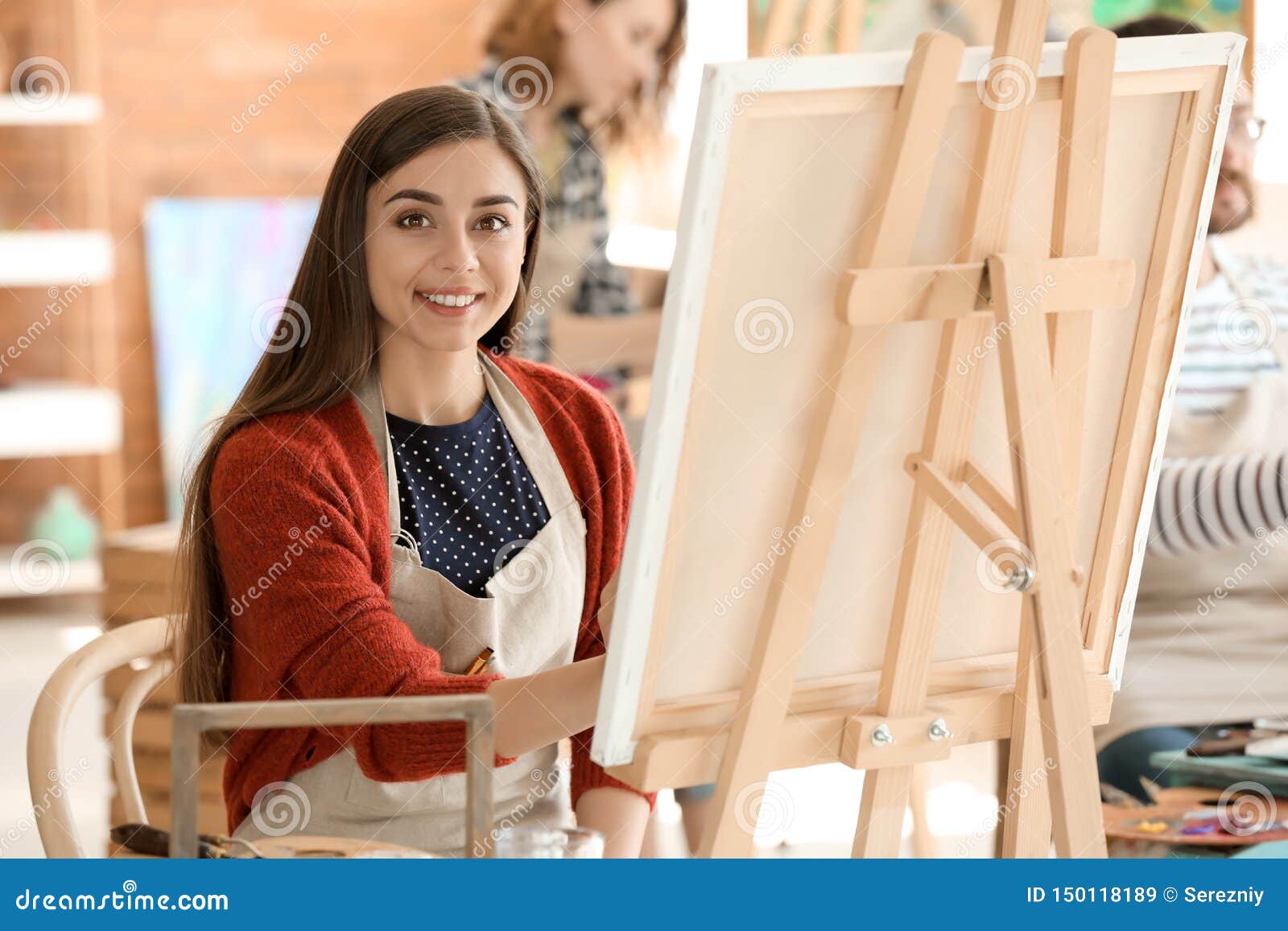 Female Student during Classes in School of Painters Stock Image Image