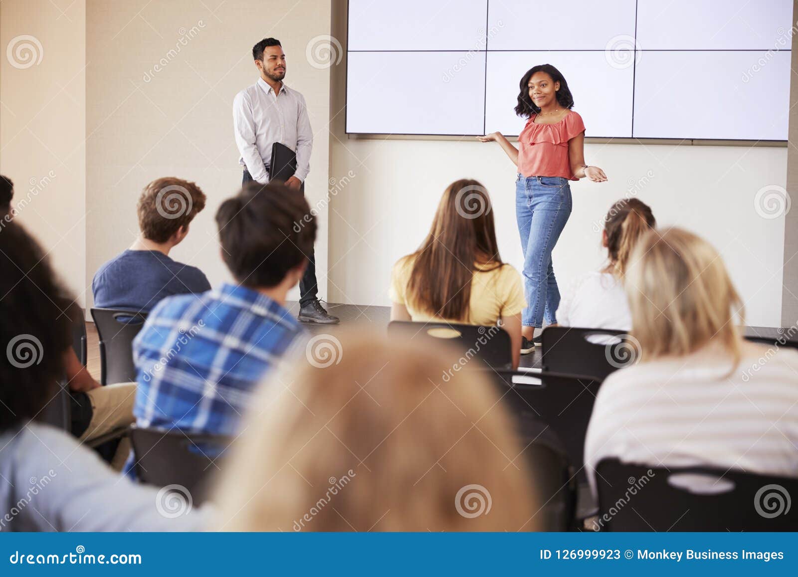presenting a speech in class