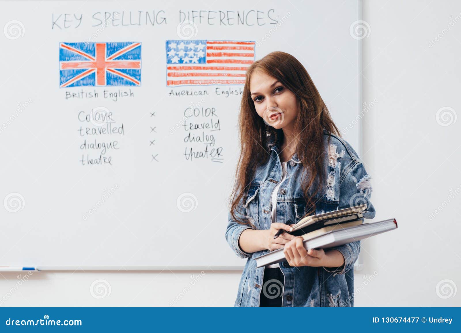 Female Student Looking at Camera. English Language School. Stock Image