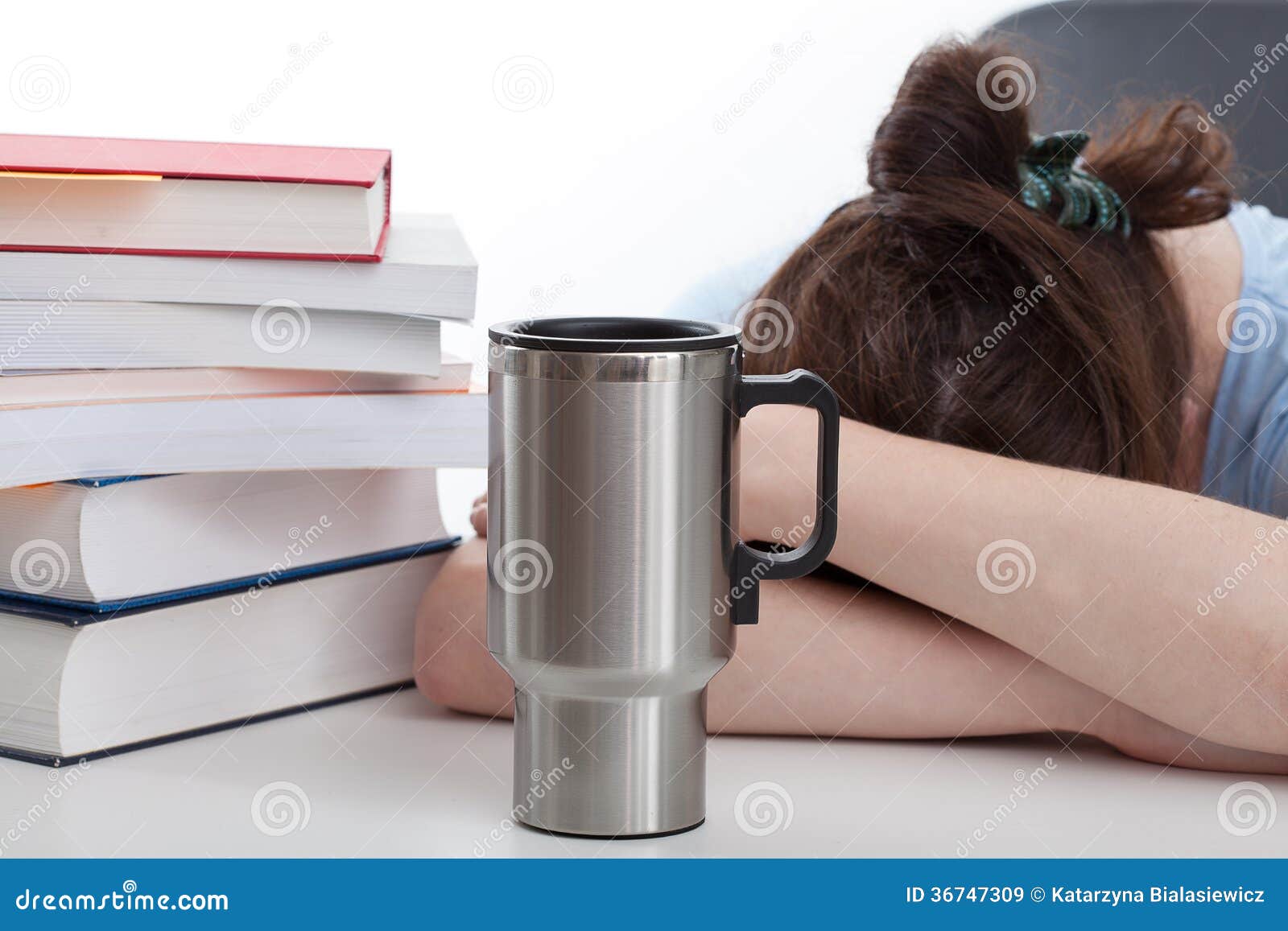 Female Student, Mug and Books Stock Image Image of coffee, pile 36747309