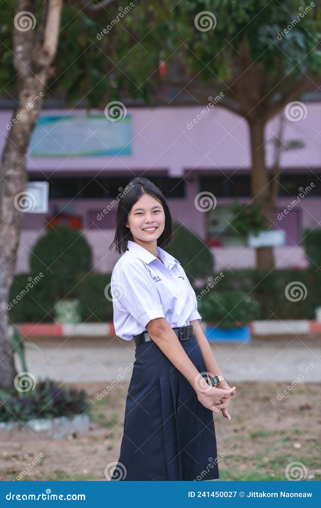 Female Students in School Uniforms in Thai Schools Stock Image Image