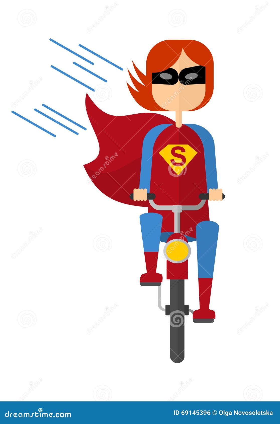 Female Superhero On Bicycle. Stock Vector Image 69145396