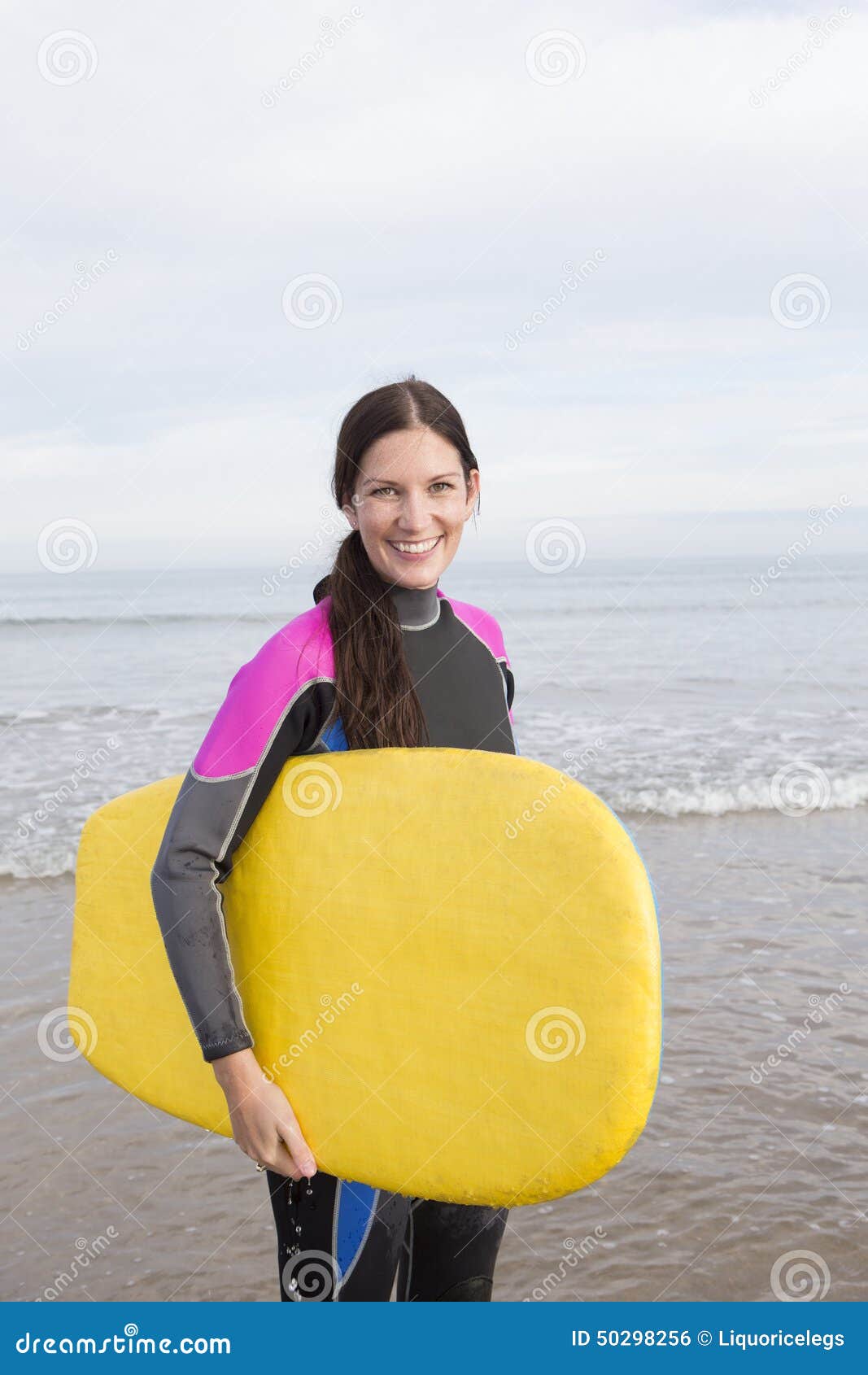 Female Surfer with Bodyboard Stock Photo Image of board, holding