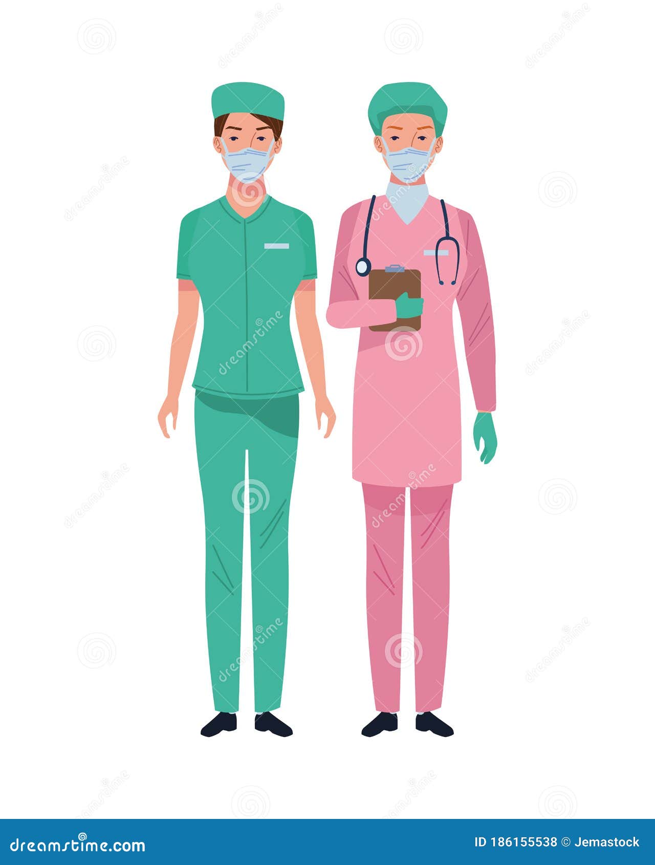 Female Surgeons Wearing Medical Masks Characters Stock Vector ...