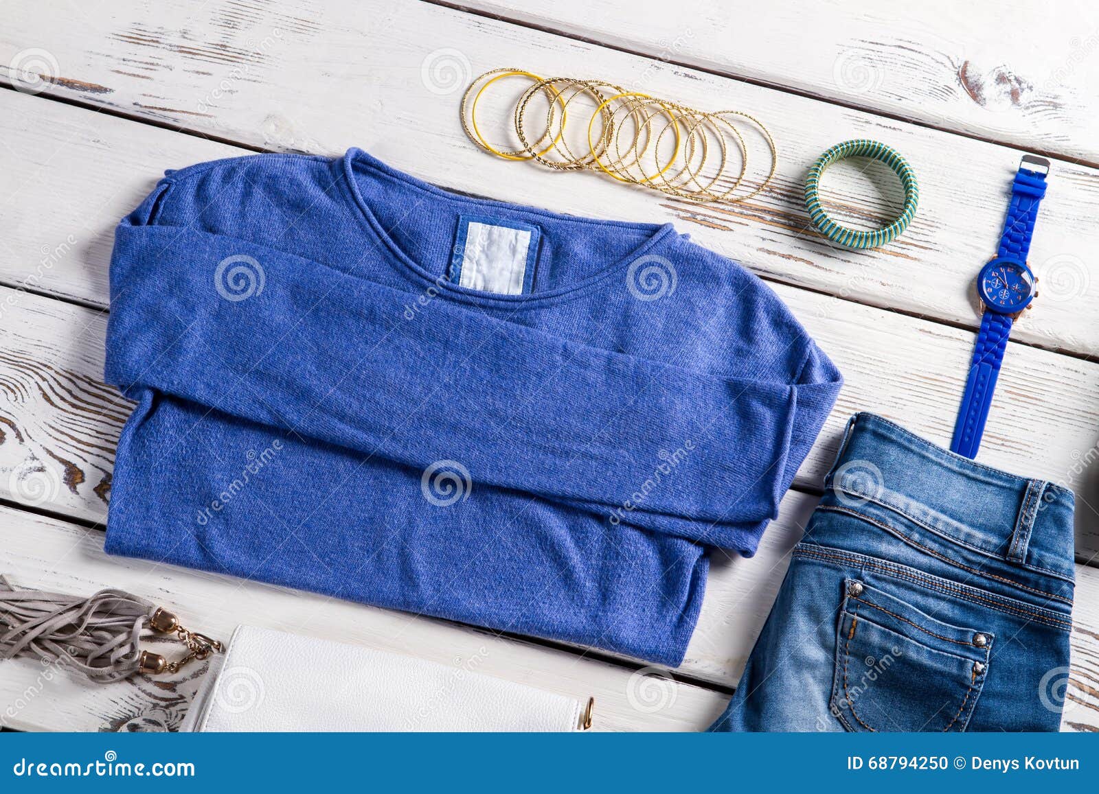 Female Sweatshirt with Blue Jeans. Stock Photo - Image of collection ...