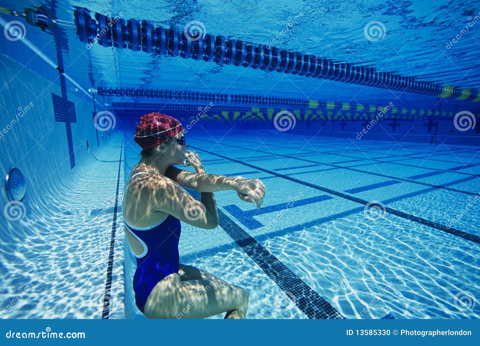 Female Swimmer Resting Underwater Stock Photo Image of adult, athlete