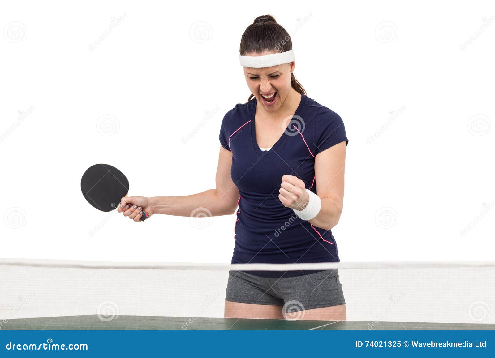 Female Table Tennis Player Posing after Victory Stock Image Image of