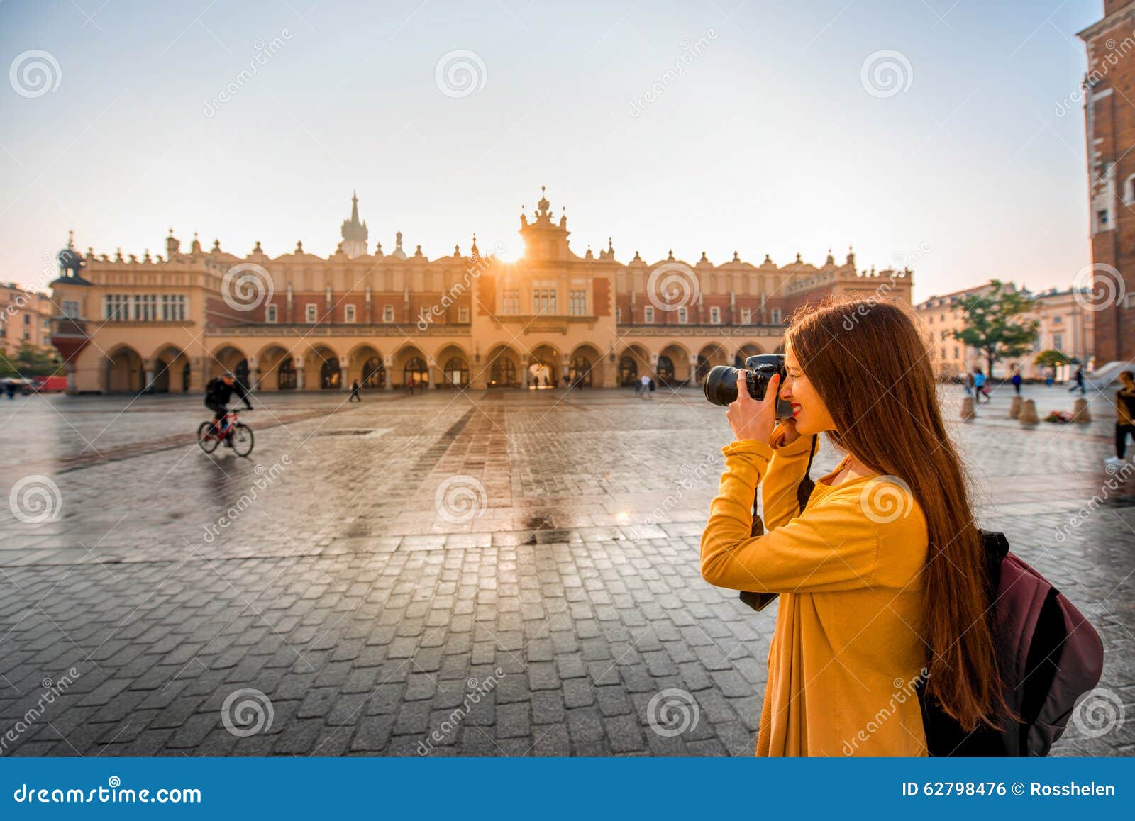 female tourist in the center of krakow