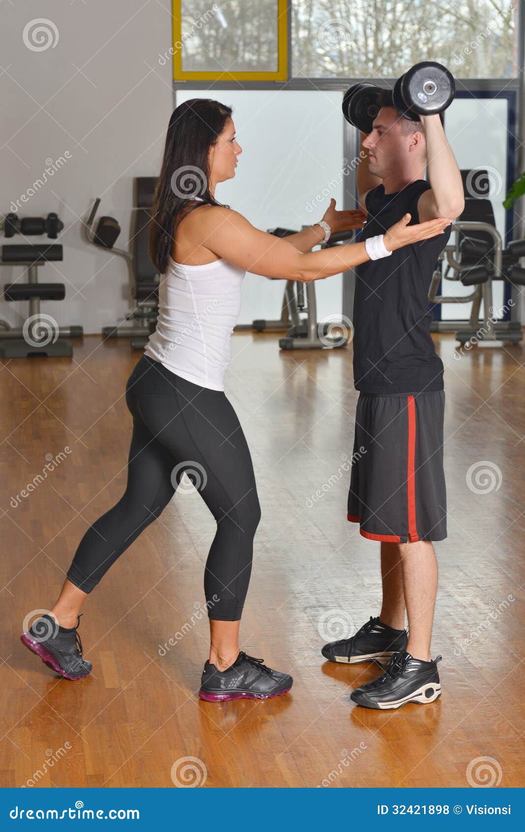 Female Trainer Working With Her Trainee Stock Photo Image Of Fitness