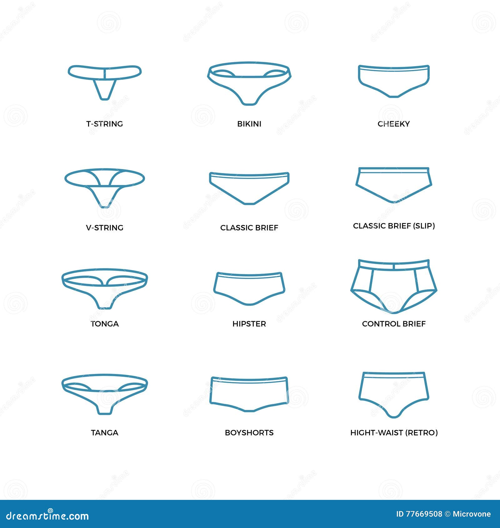 Female Underwear, Panties, Bikini Different Types in Thin Line Vector Style  Stock Vector - Illustration of line, fashion: 77669508