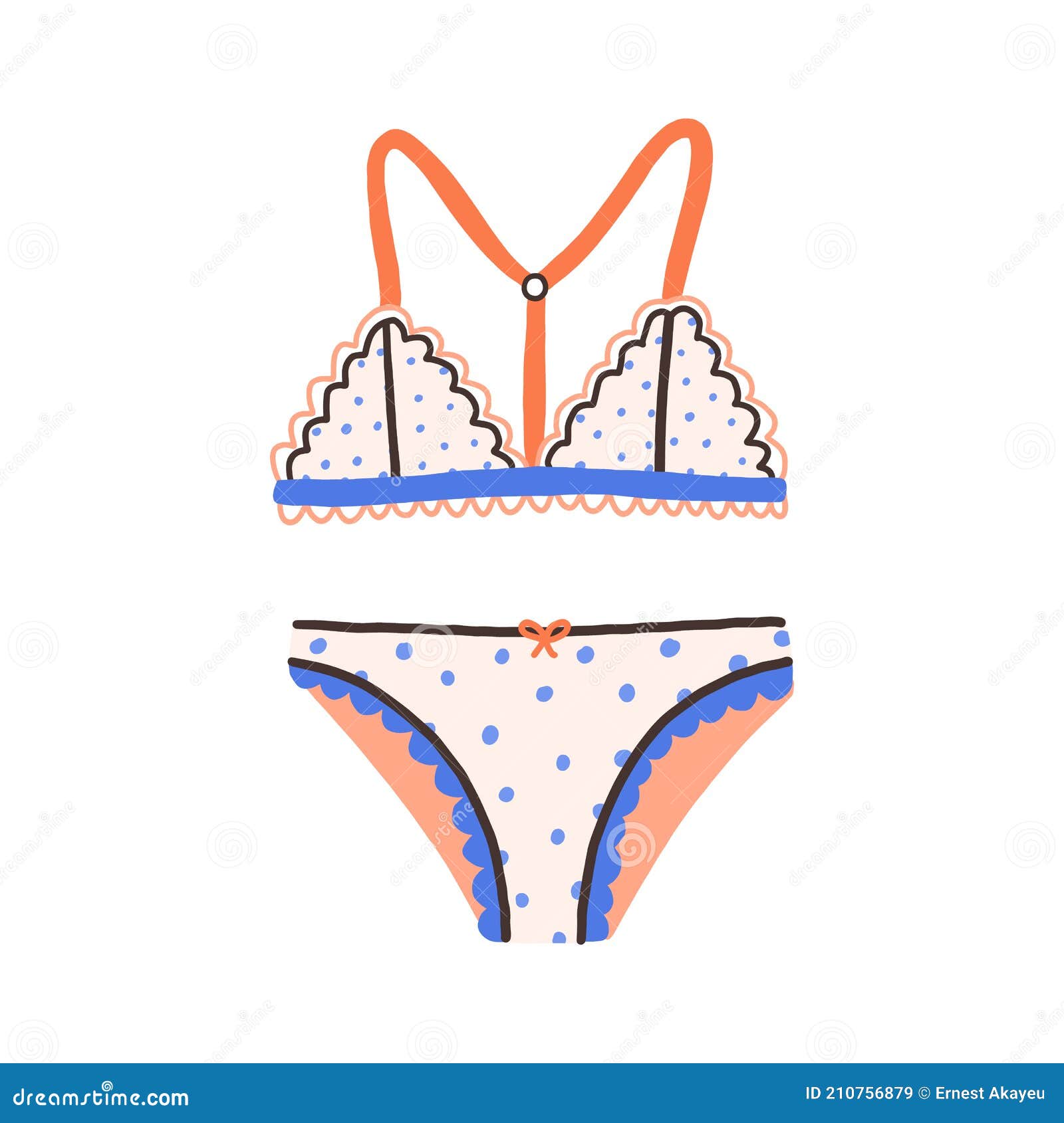 Female Underwear with Polka Dot Pattern. Elegant Cute Lingerie with Wireless  Bra and Panties Stock Vector - Illustration of romantic, underwear:  210756879