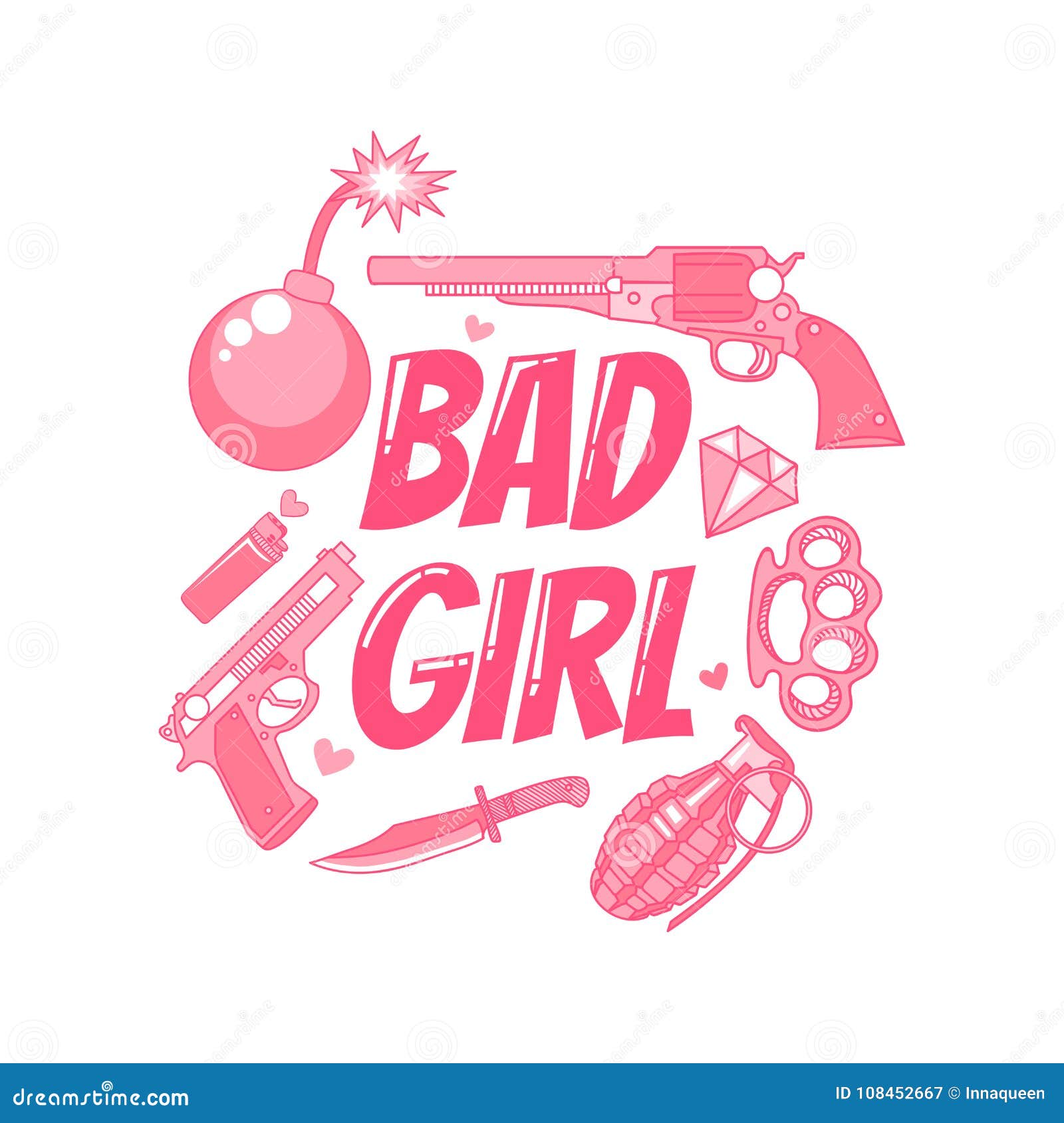 Inscription Bad Girl On Background Pink : image vectorielle de stock (libre  de droits) 662593726 | Shutterstock