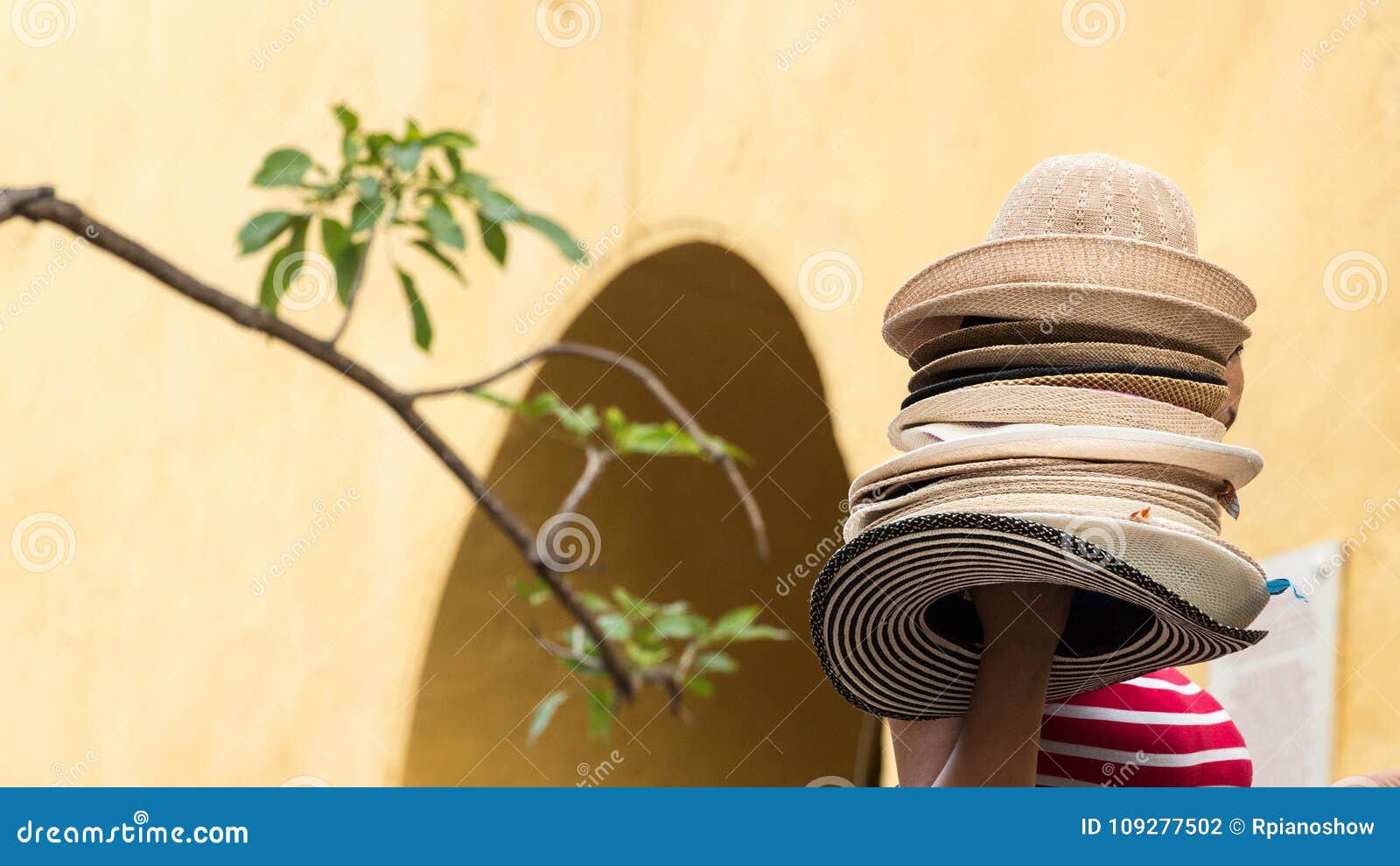 a female hats street vendor in cartagena.