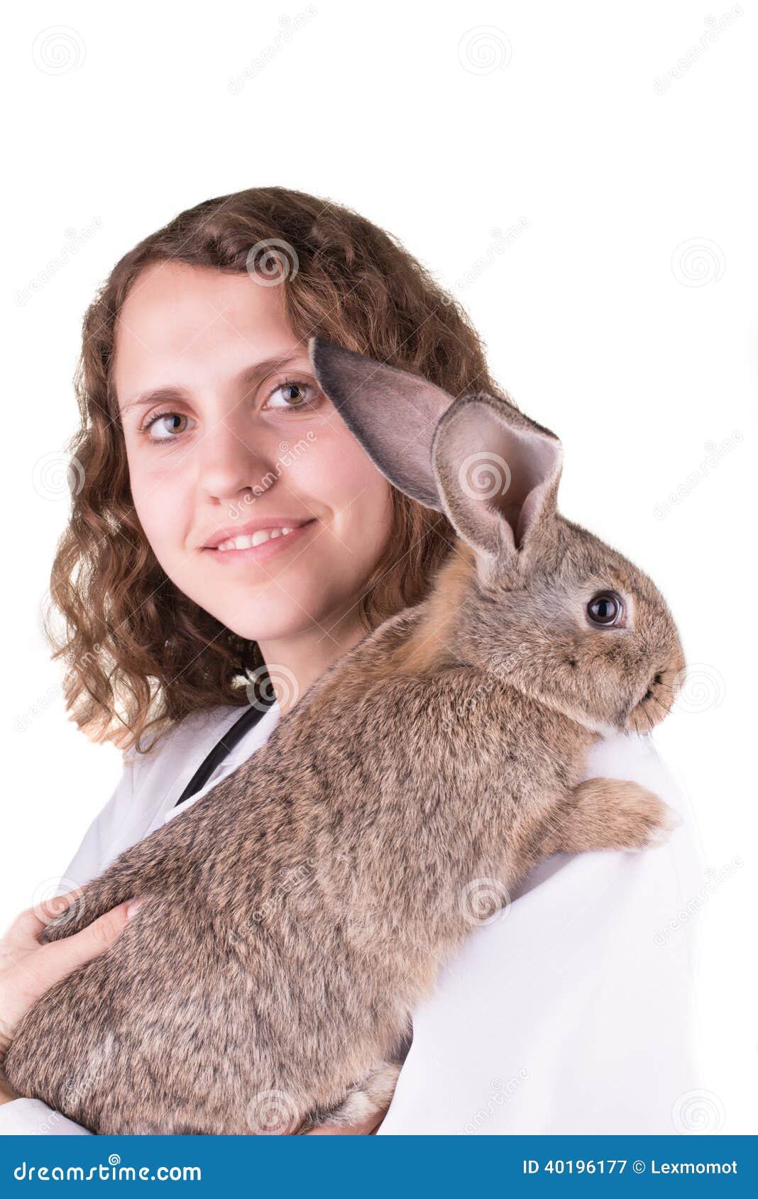 A Female Vet Holding a Rabbit Stock Image Image of hospital, nurse
