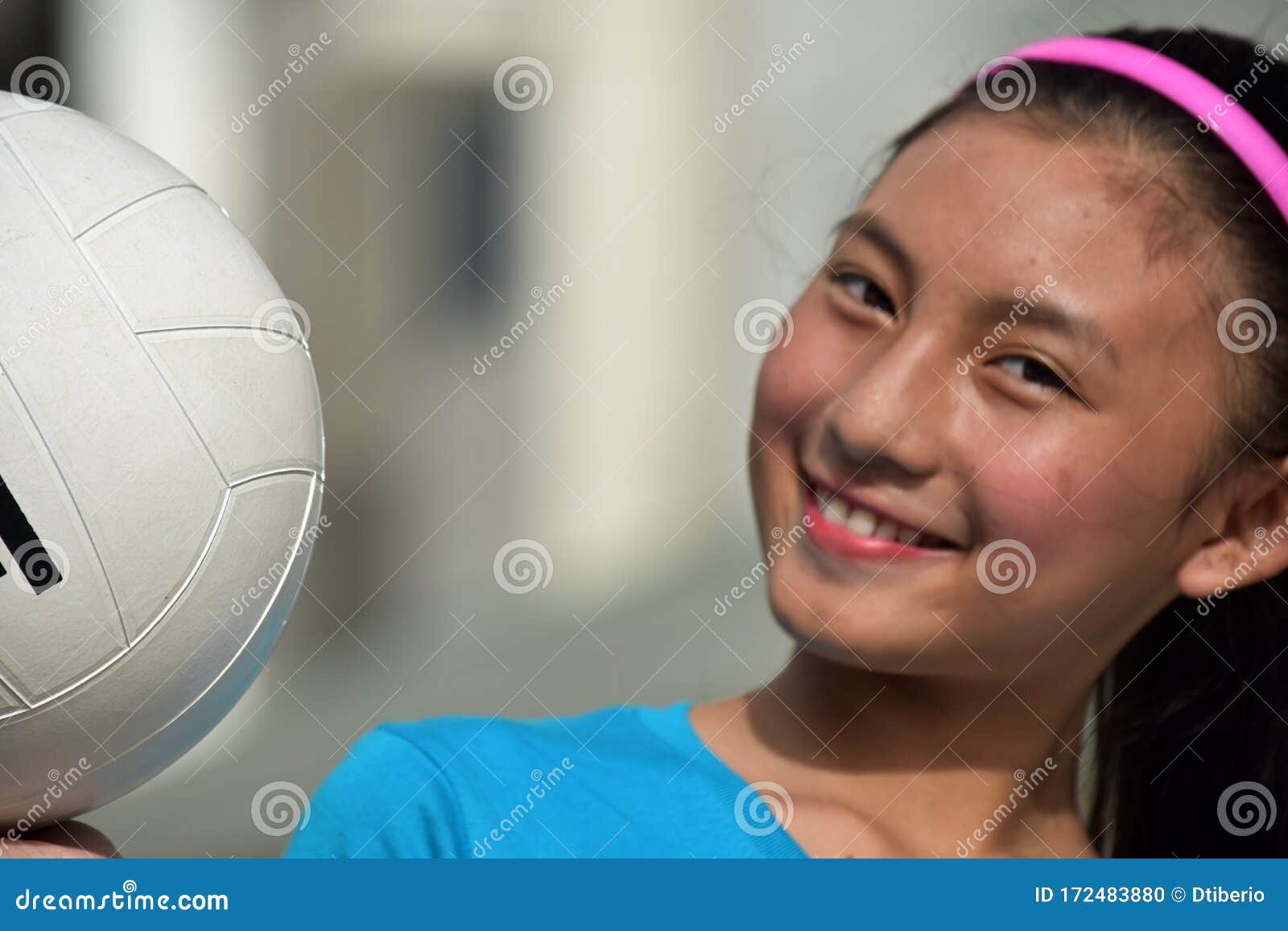 Asian Female Volleyball Player and Happiness Stock Photo - Image of ...