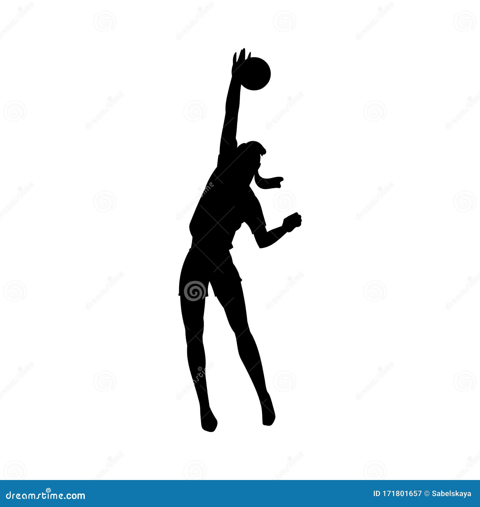 Download Female Volleyball Player Jumping Black Silhouette, Vector Illustration Isolated. Stock Vector ...