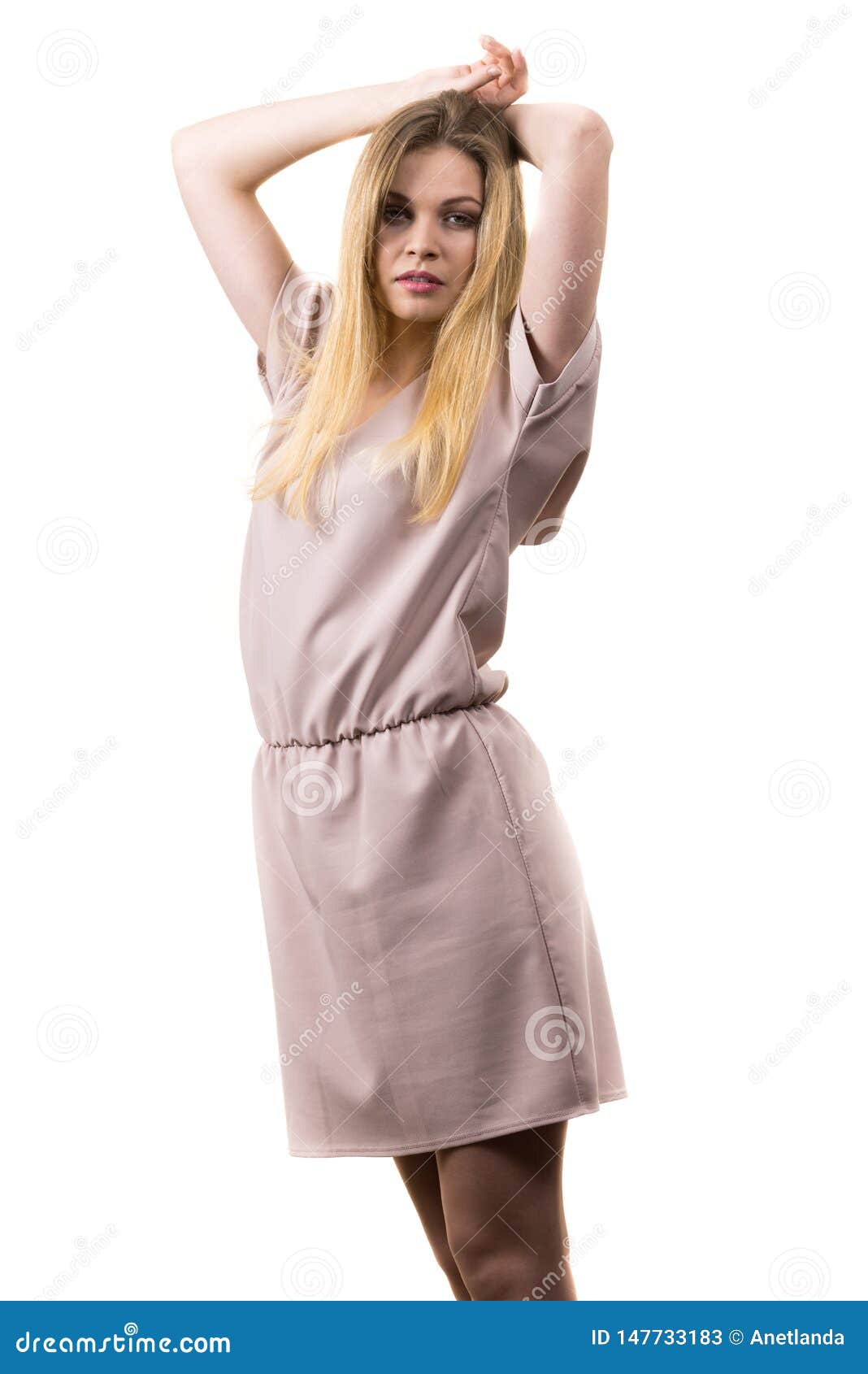 Female Wearing Casual Pink Tunic Dress Stock Image - Image of clothing ...