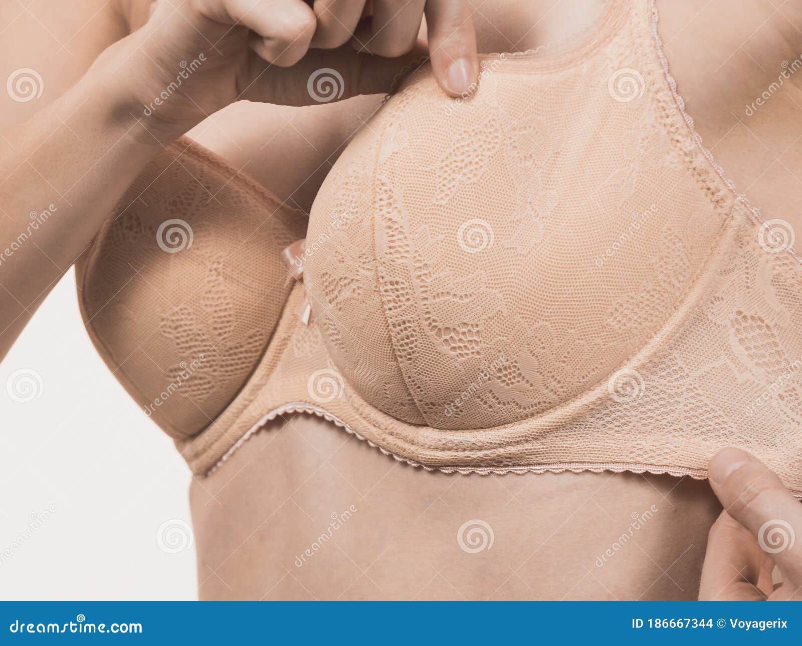 Female Wearing Too Big Bra, Wrong Size Stock Photo - Image of band