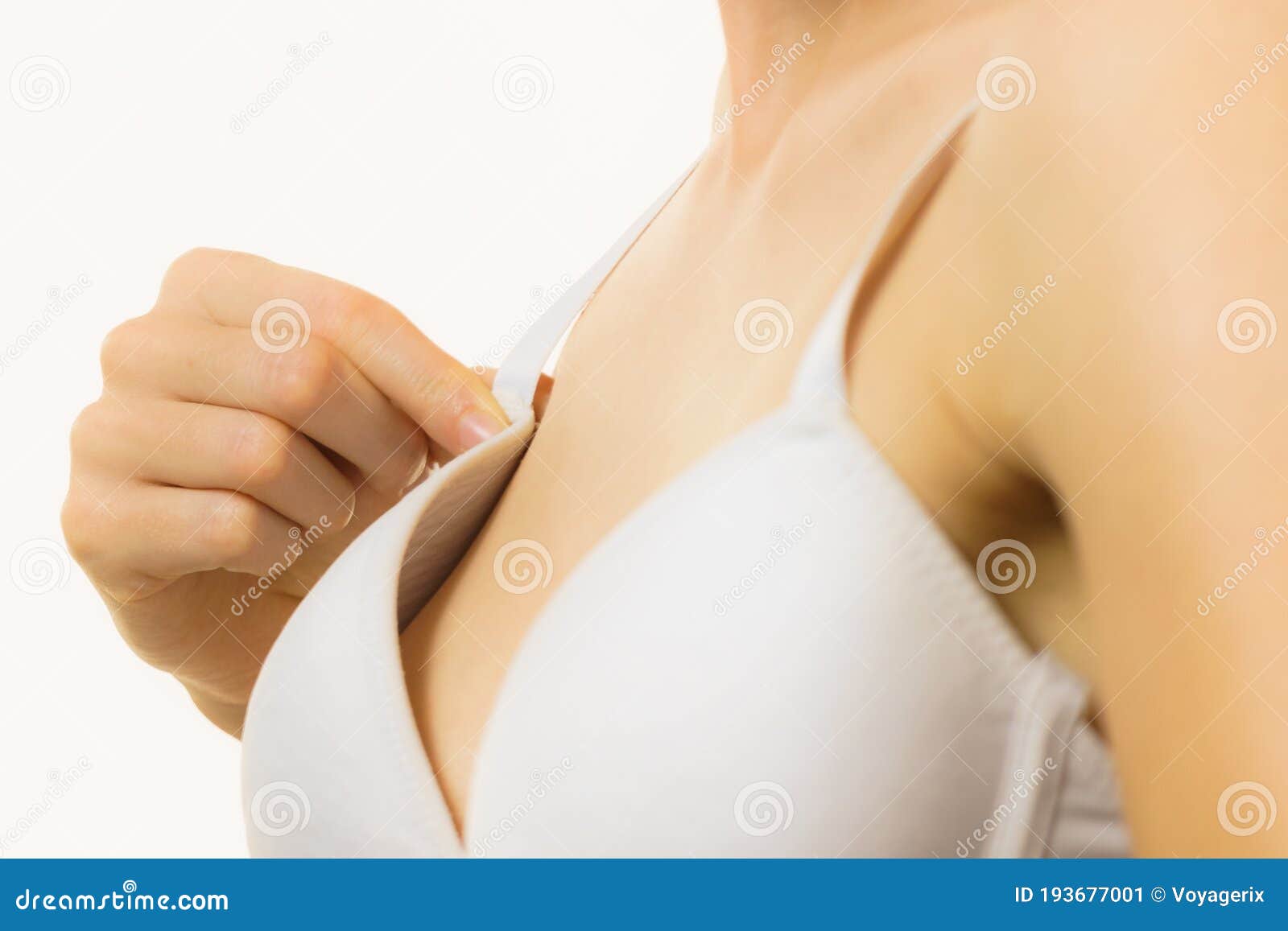 Female wearing too big bra stock image. Image of wrong - 193677001