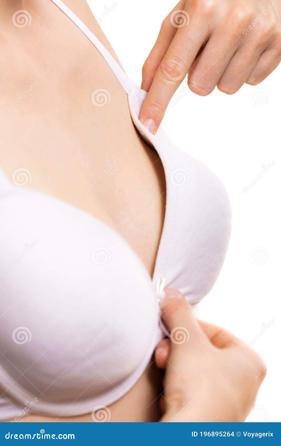 Young Woman Small Boobs Wearing Too Big Bra Female Breast Stock Photo by  ©Voyagerix 392486690