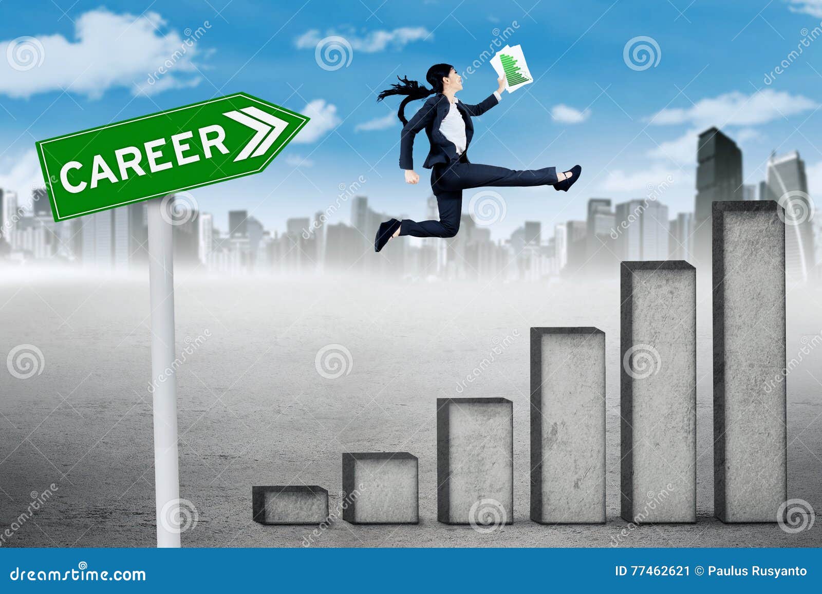 Female Worker and Career Graph Stock Image - Image of city, business ...