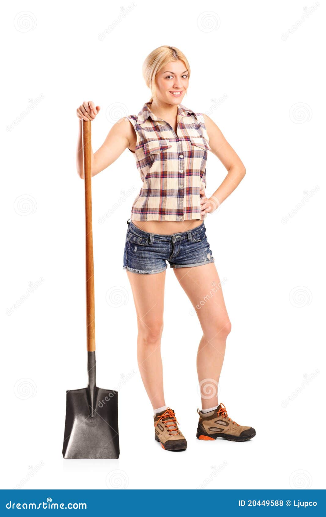 Female Worker Holding a Shovel Stock Photo Image of hold, gardening 20449588