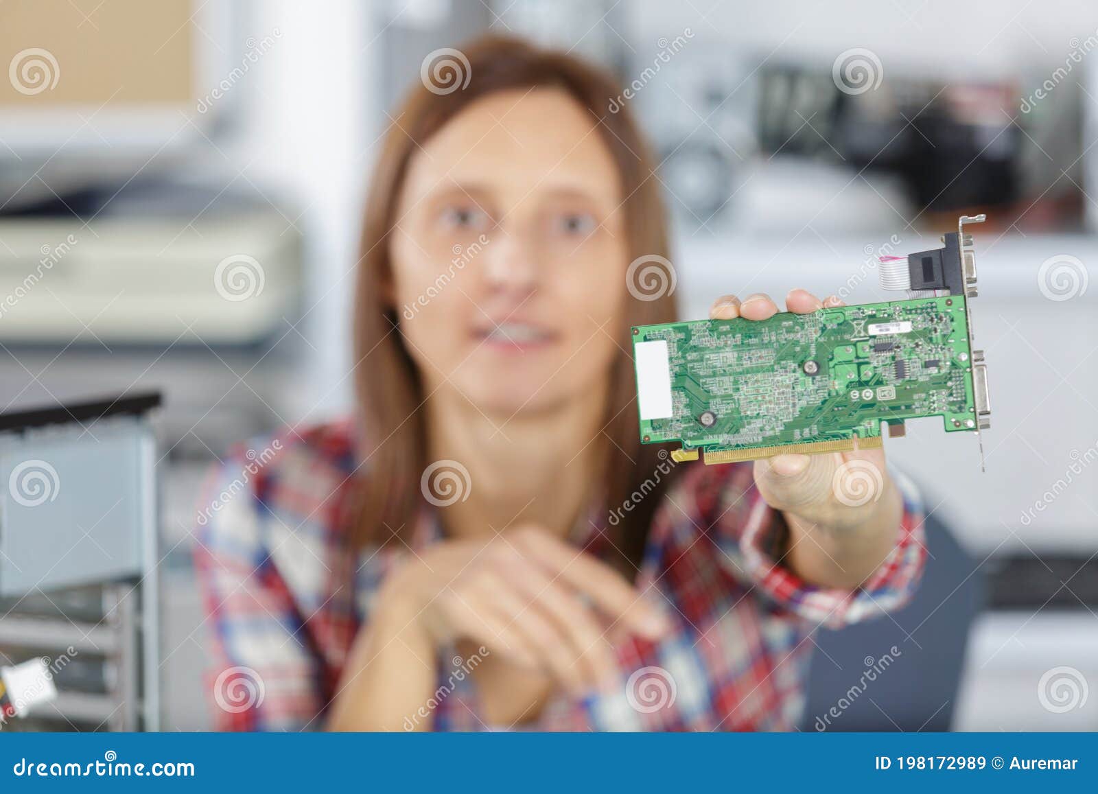Female Worker Showing Hard Drive Stock Image Image of hardware