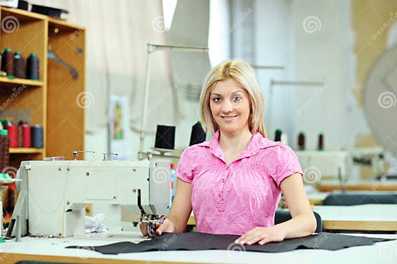 Female Worker in a Textile Factory Stock Image - Image of blond ...