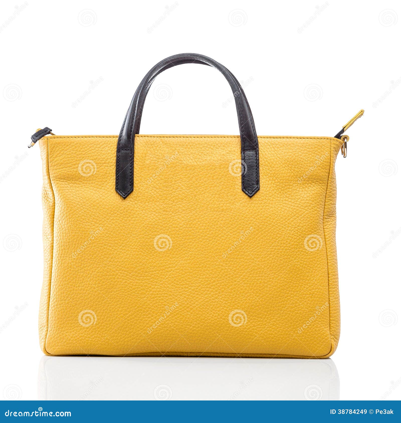 Female Yellow Leather Handbag Stock Image Image of accessory, casual