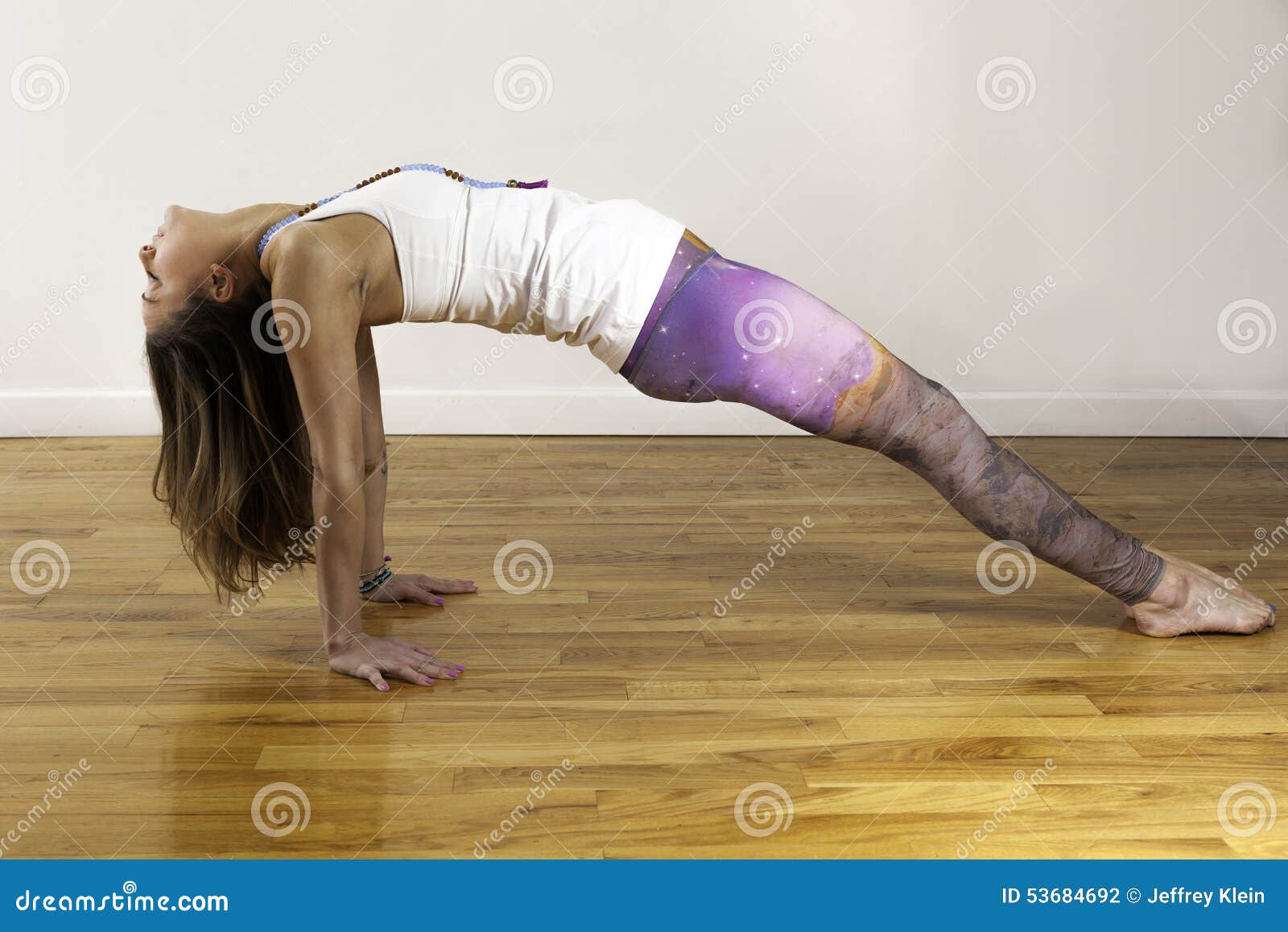 Female Yoga Model Purvottanasana Reverse Tabletop Pose Stock Photo