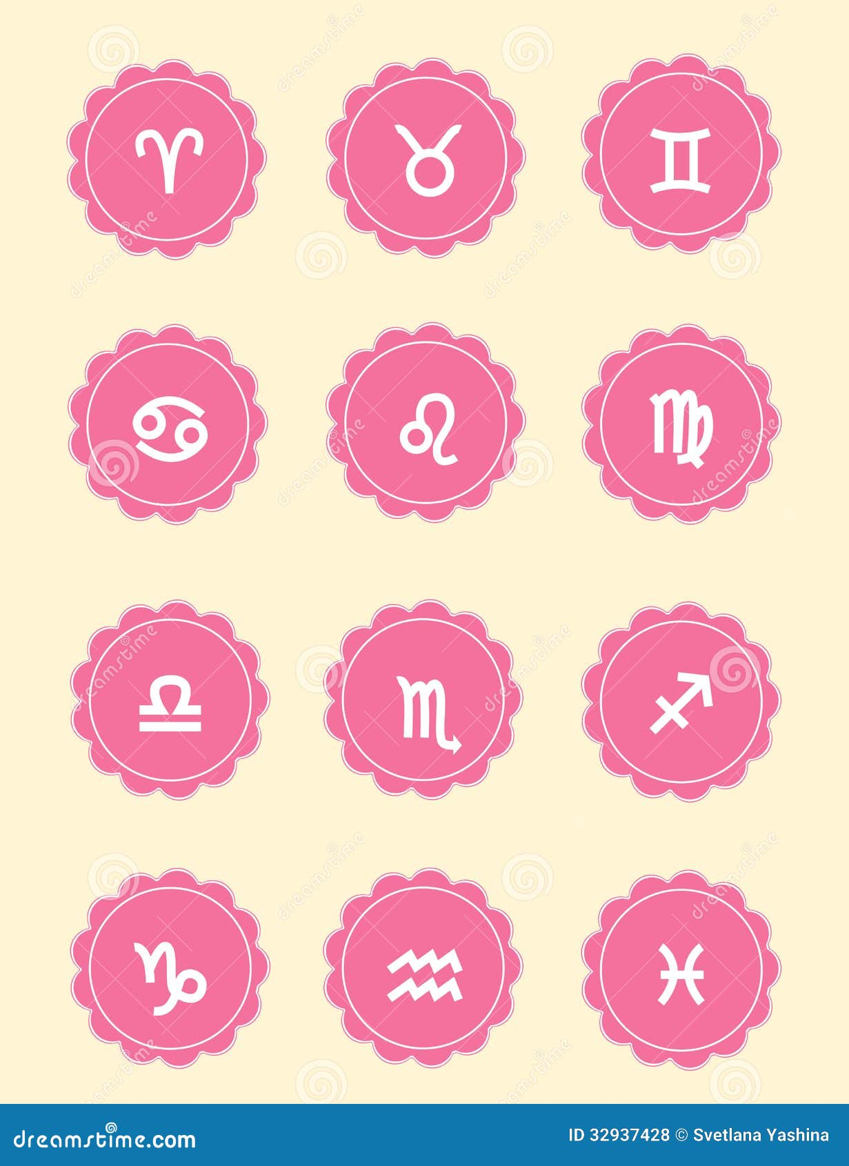 Female zodiac icons stock vector. Illustration of aquarius - 32937428