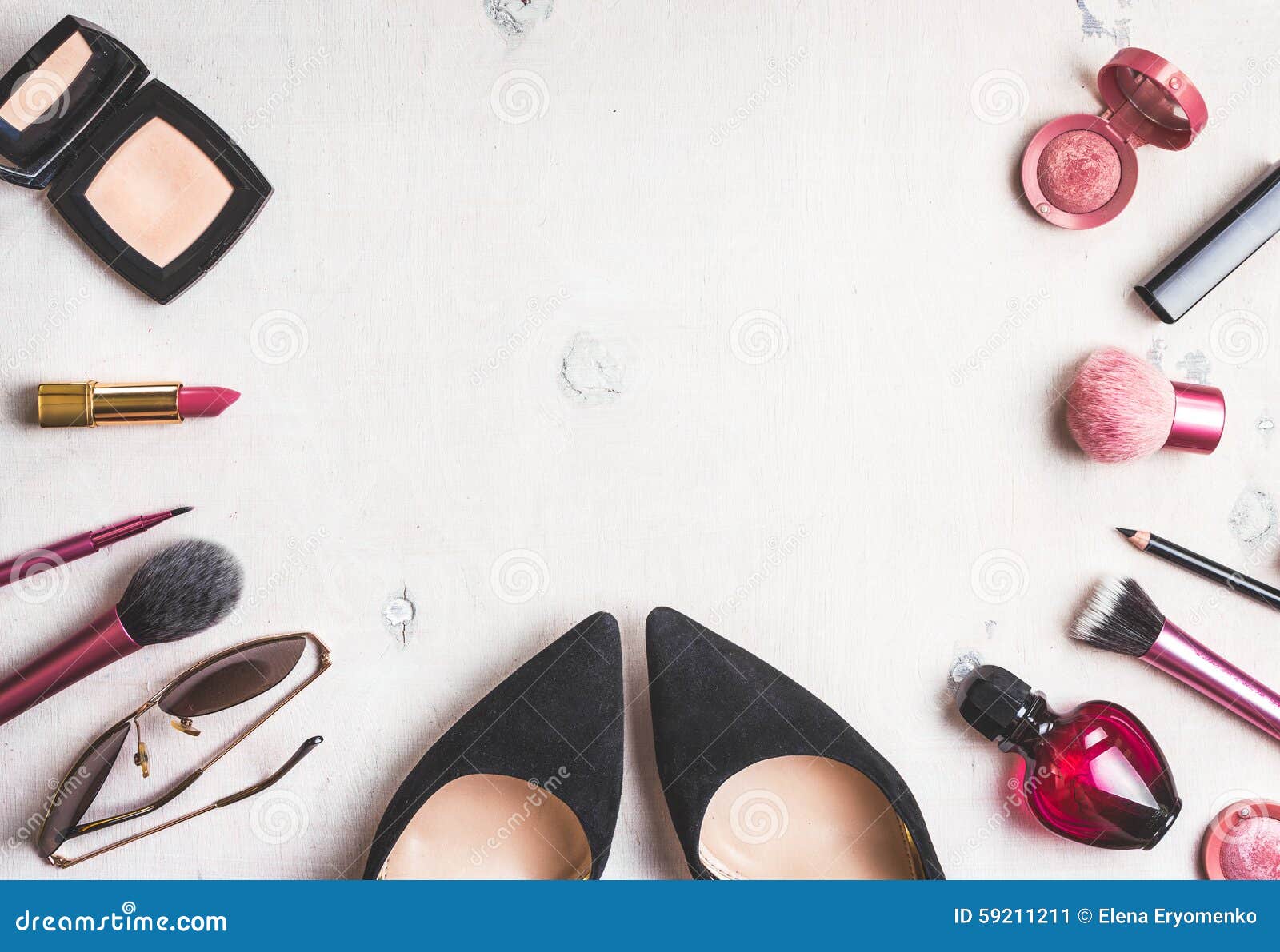 Feminine Cosmetic Background Stock Image - Image of accessories, makeup ...