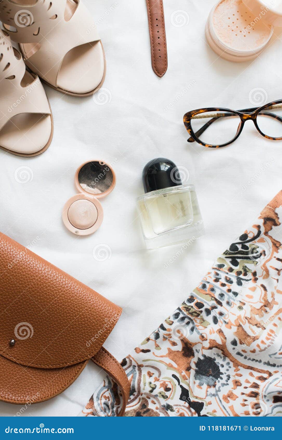 Feminine Flat Lay, Fashion Bloggers Beauty Objects Stock Image - Image ...