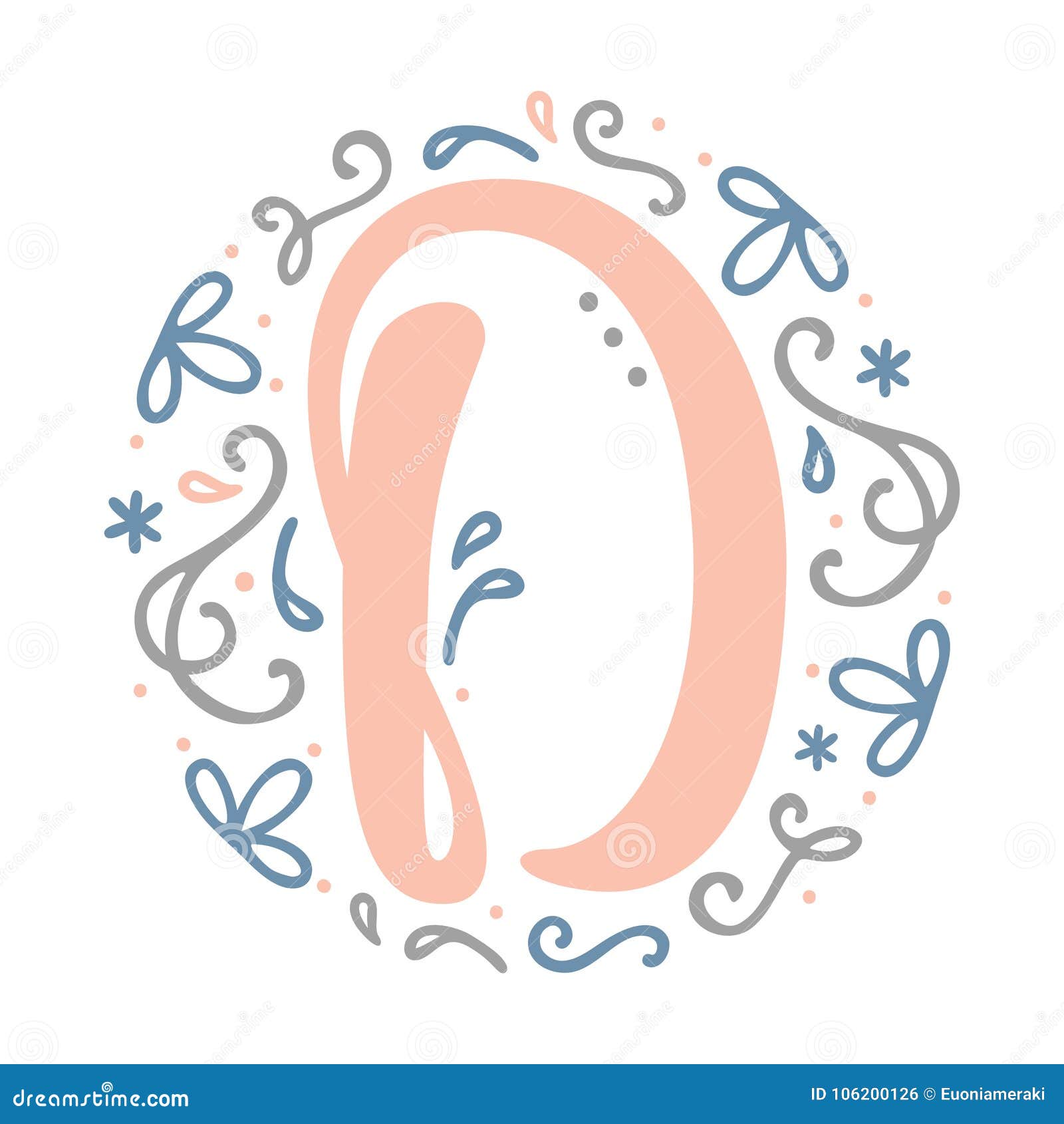 Feminine Monogram Design ` D ` Letter Alphabet - Art Nouveau Style ...