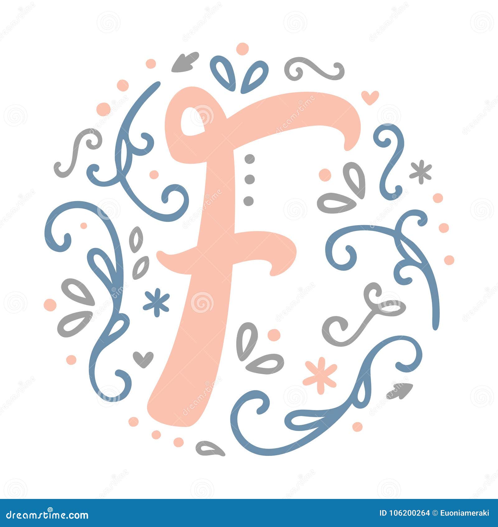 Feminine Monogram Design ` F ` Letter Alphabet - Art Nouveau Style ...