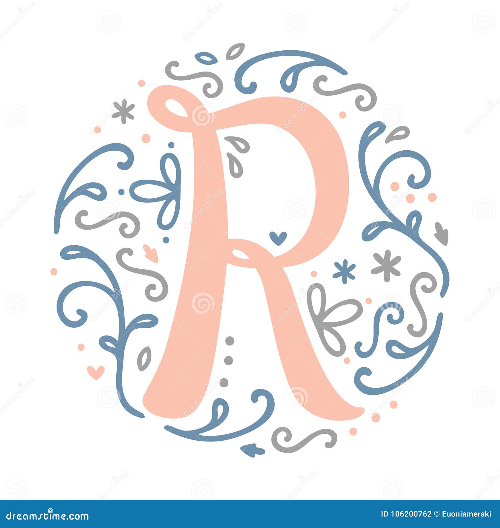 feminine monogram design r letter lovely cute elegant perfect decoration logo label stamp card diary planner sticker etc 106200762