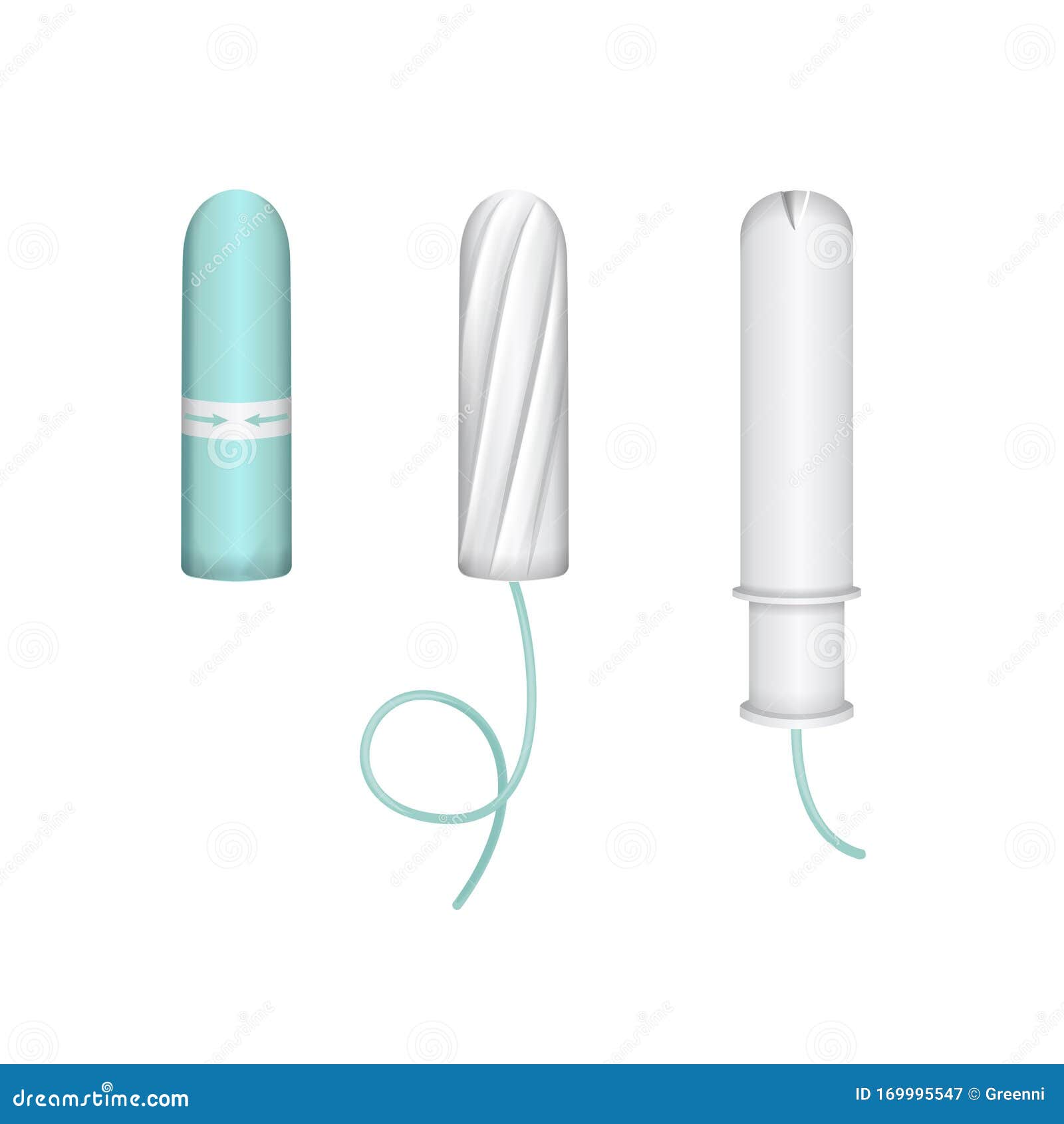 feminine tampon, tampon in plastic pack, swab with applicator. menstruation days.   a white background