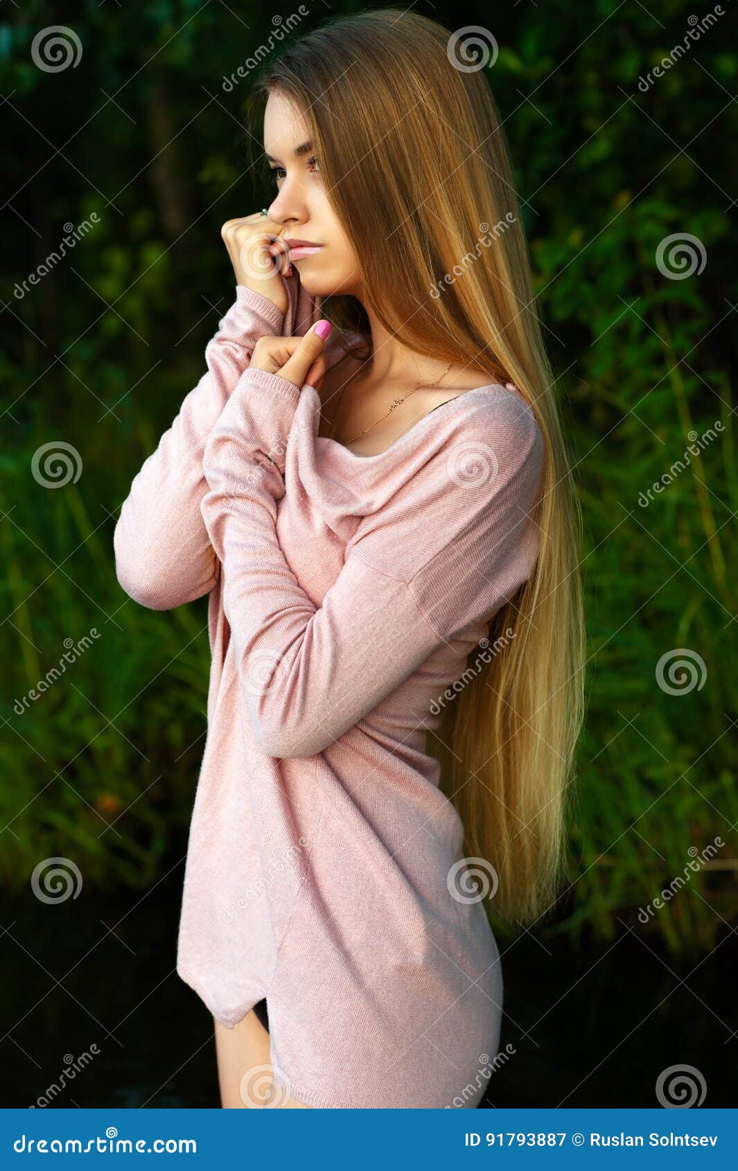 Femininity Girl Teenager with Luxurious Long Hair Stock Image - Image of  hairstyle, dress: 91793887