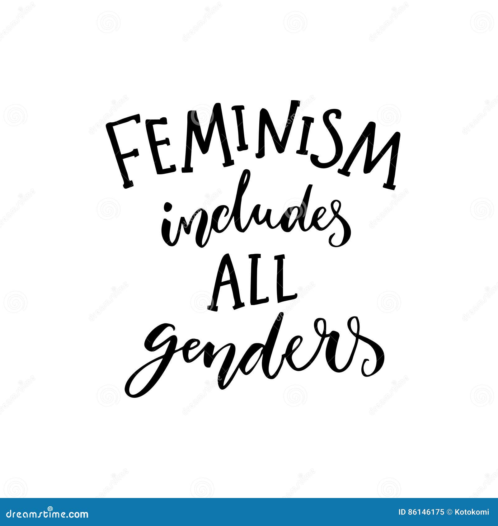feminism includes all genders. feminist saying about equality of women and men. inspirational quote, modern calligraphy