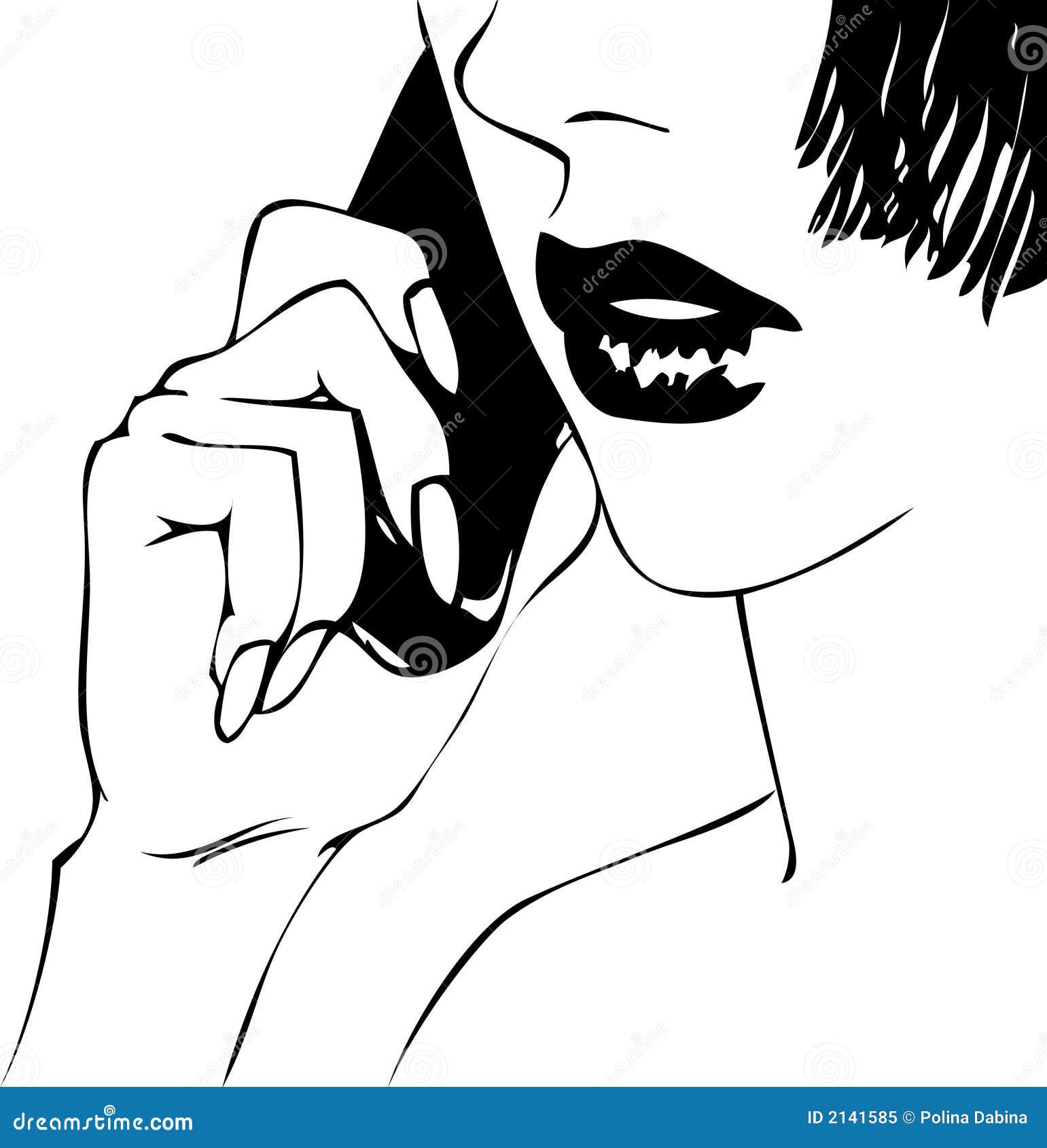 Femme au téléphone. Illustration d'une femme parlant du téléphone. transmission noire et blanche