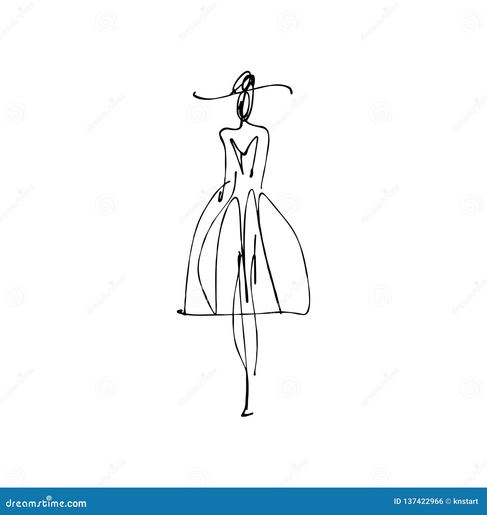 Femme Avec Le Chapeau Croquis Tiré Par La Main De Mannequin, Silhouette  Stylisée D'encre Illustration Stock - Illustration du encre, avec: 137423016