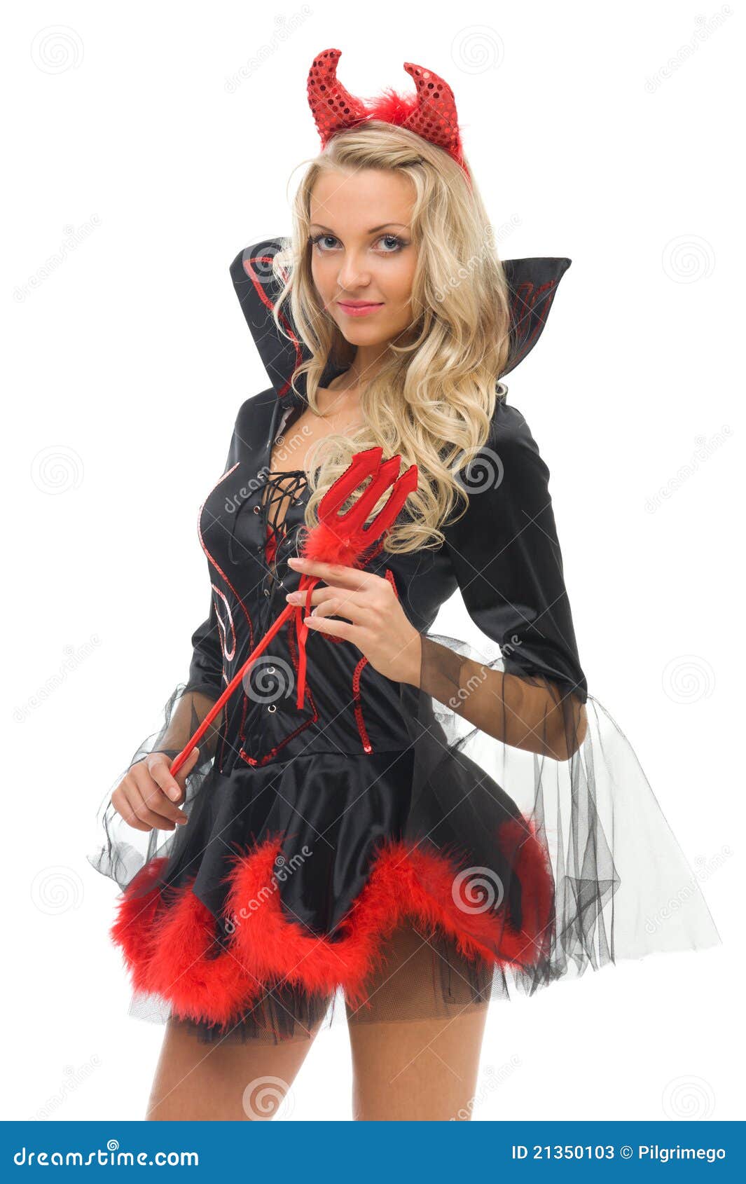 Femme Dans Le Costume De Carnaval. Forme De Diable Image stock - Image du  cosmétique, attrayant: 21350103