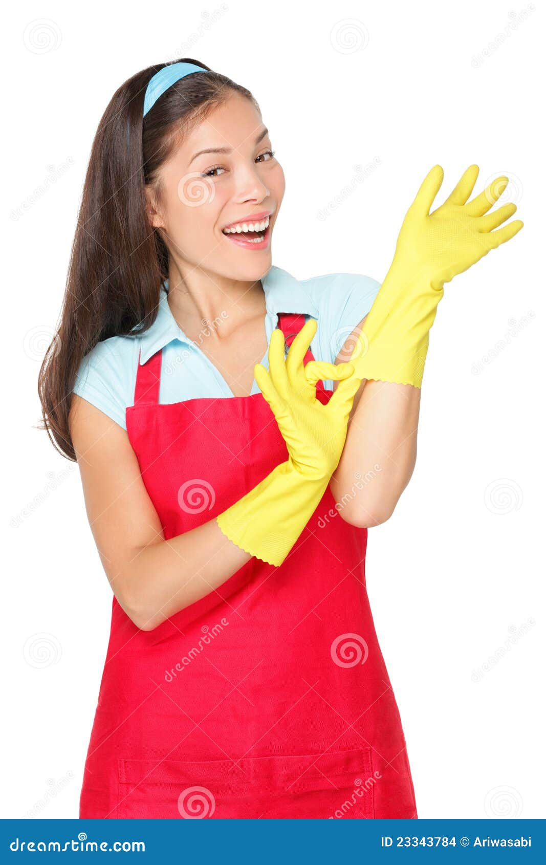 Femme De Nettoyage Avec Les Gants En Caoutchouc Photo stock - Image du  fond, dame: 23343784