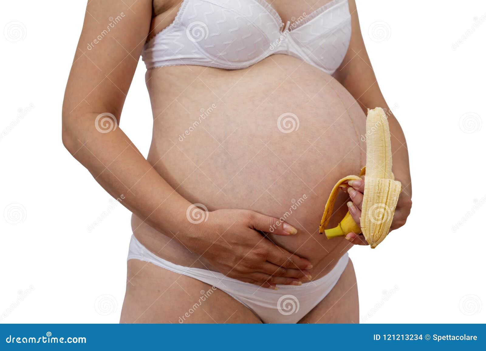 Femme Enceinte Tenant La Banane à Son Ventre 3 Photo stock - Image du mère,  abdomen: 121213234