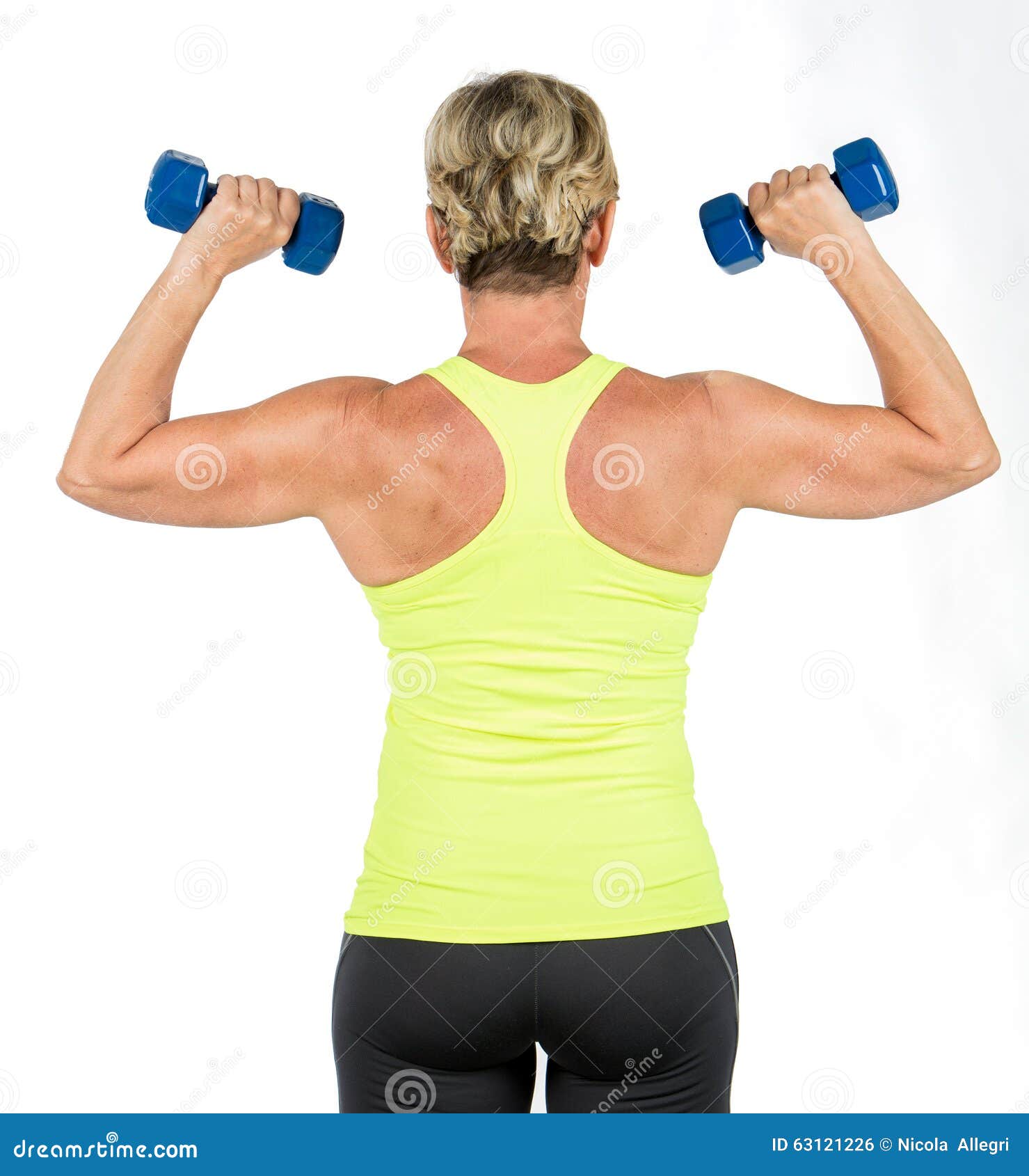 Femme Faisant Des Exercices De Bras Avec L'haltère Photo stock - Image du  moyen, subsistance: 63121226