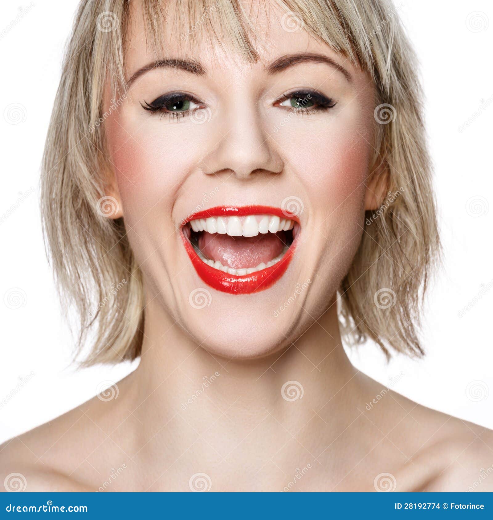 Femme joyeuse photo stock. Image du dents, sourire, blanc 28192774