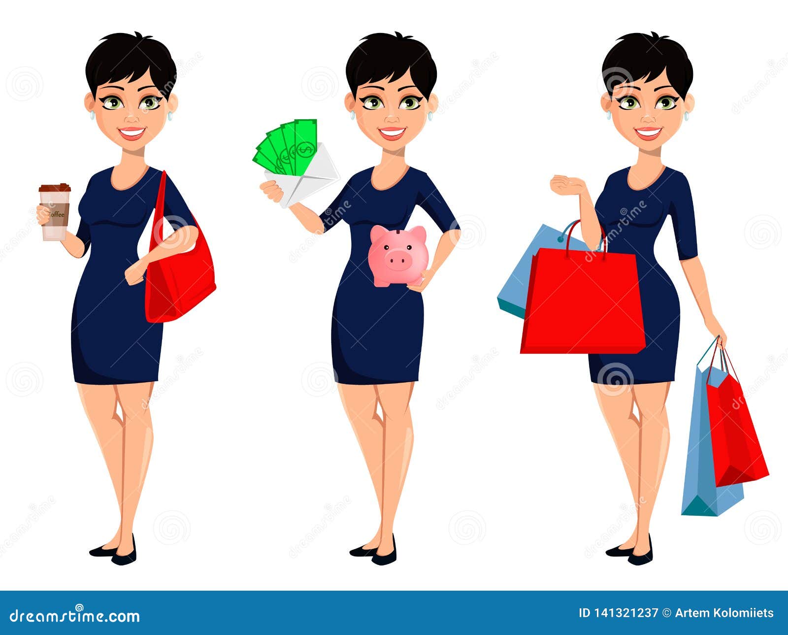 Femme Moderne Heureuse D Affaires Avec La Coupe De Cheveux Courte