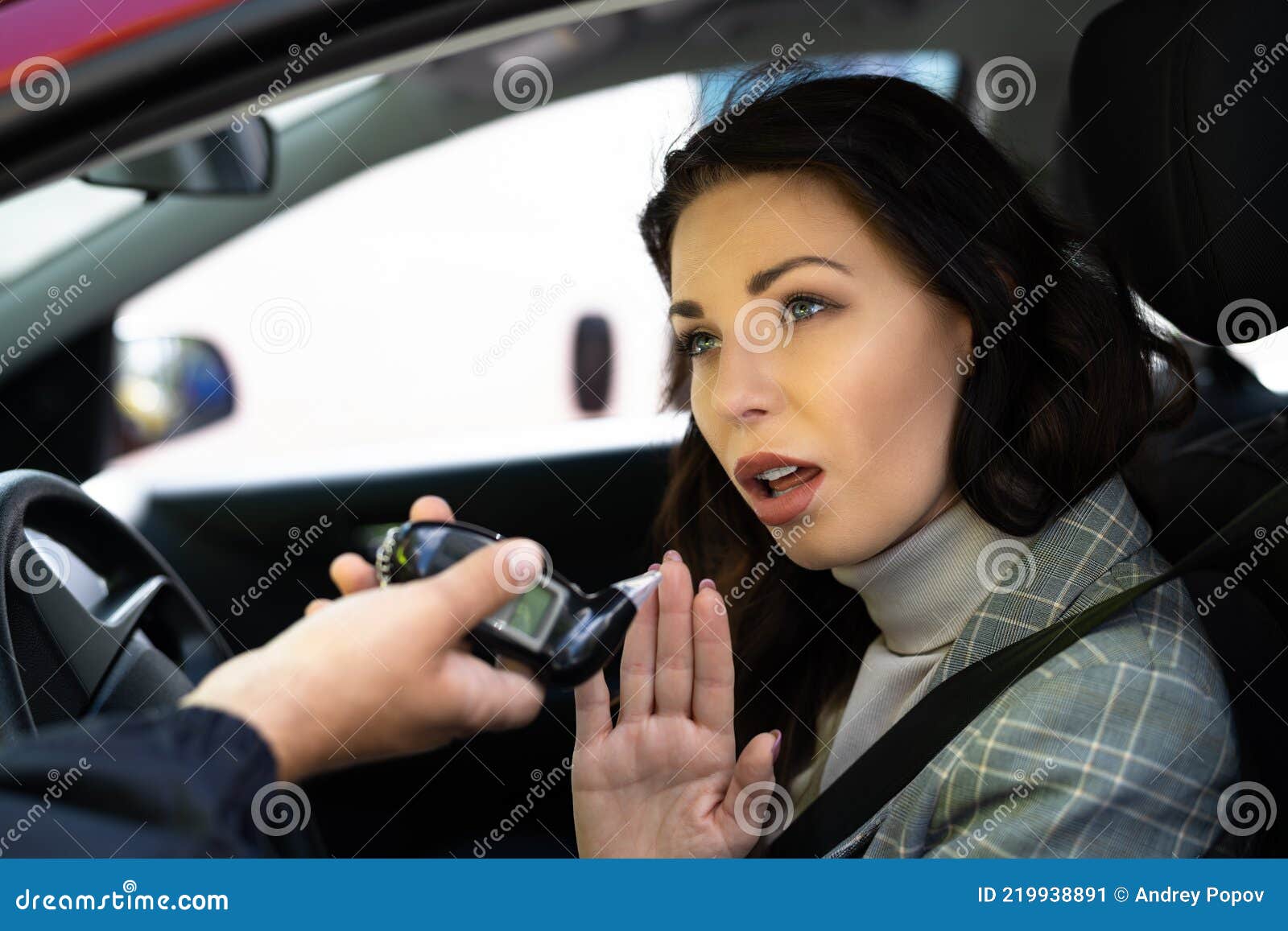 Femme Se Disputant Et Refusant Le Test D'alcool Au Volant Image stock -  Image du ivre, adulte: 219938891