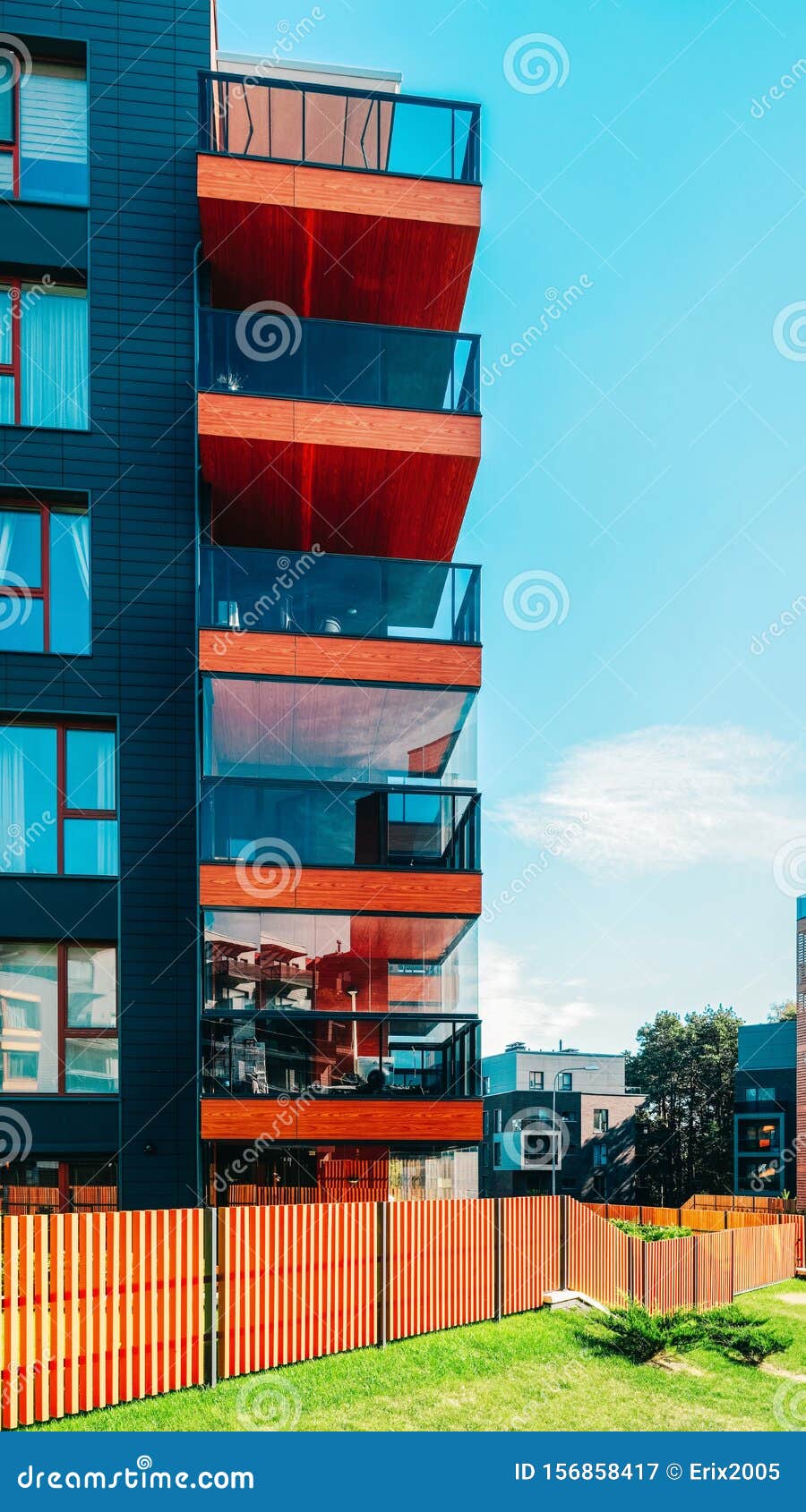 Fence at Architectural Complex of Apartment Buildings Stock Image