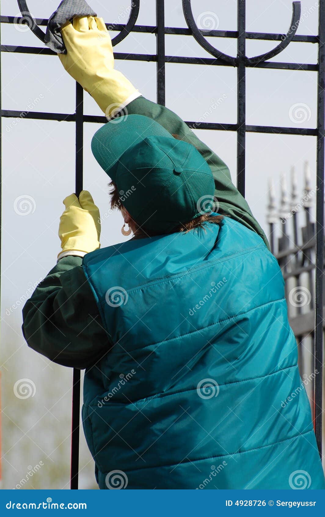 Fence cleaning stock photo. Image of sweeping, cleaner 4928726